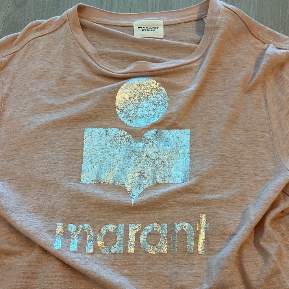 Isabel Marant Dusty Pink Tee with Silver Logo